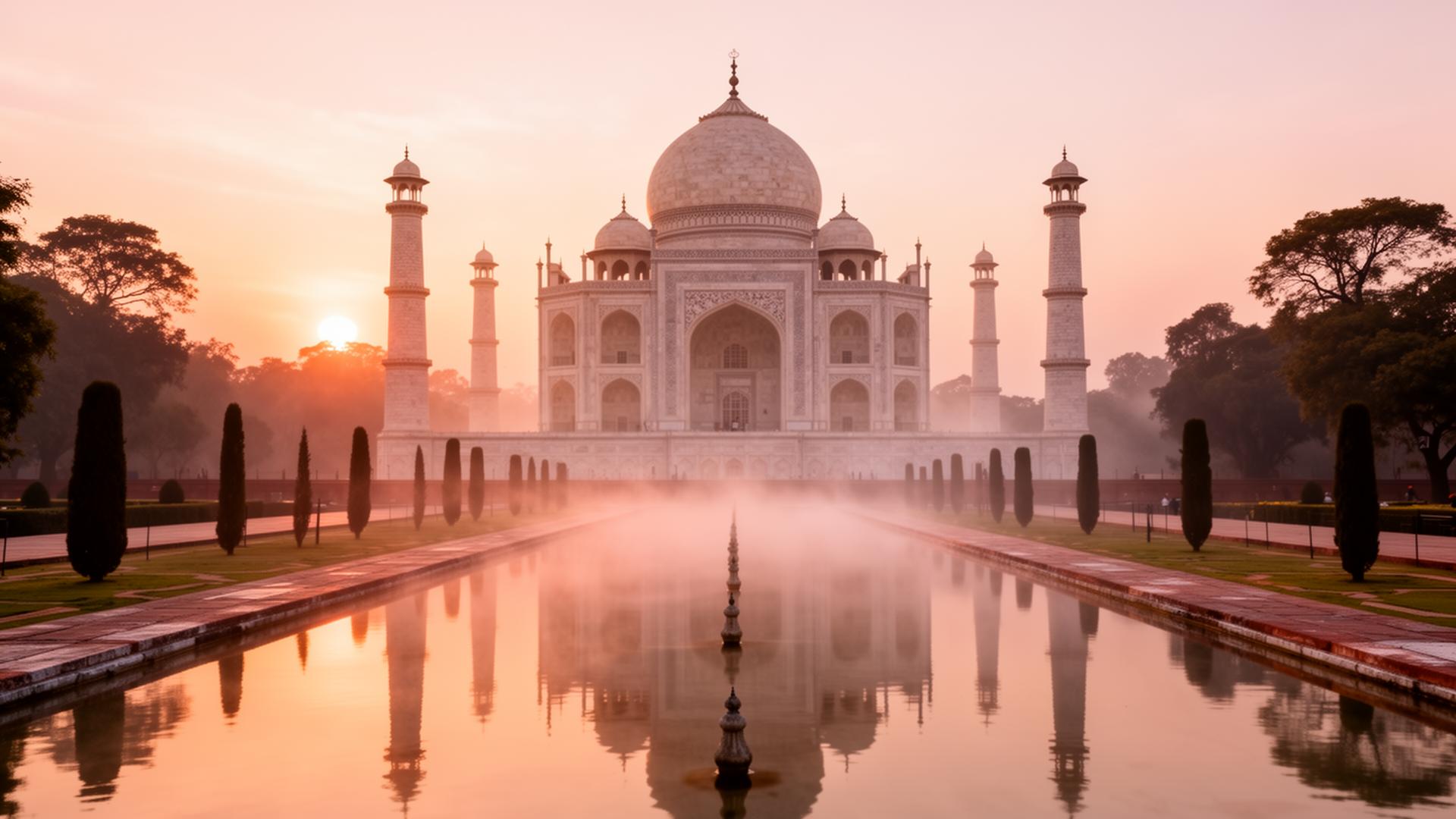 The Taj Mahal at sunrise